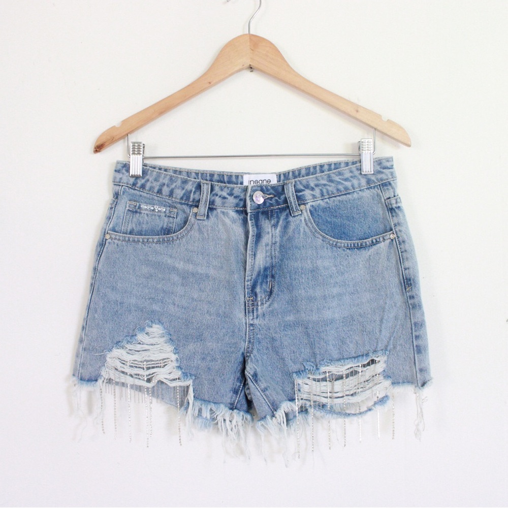 Insane Gene Rhinestone Fringe Shorts Medium